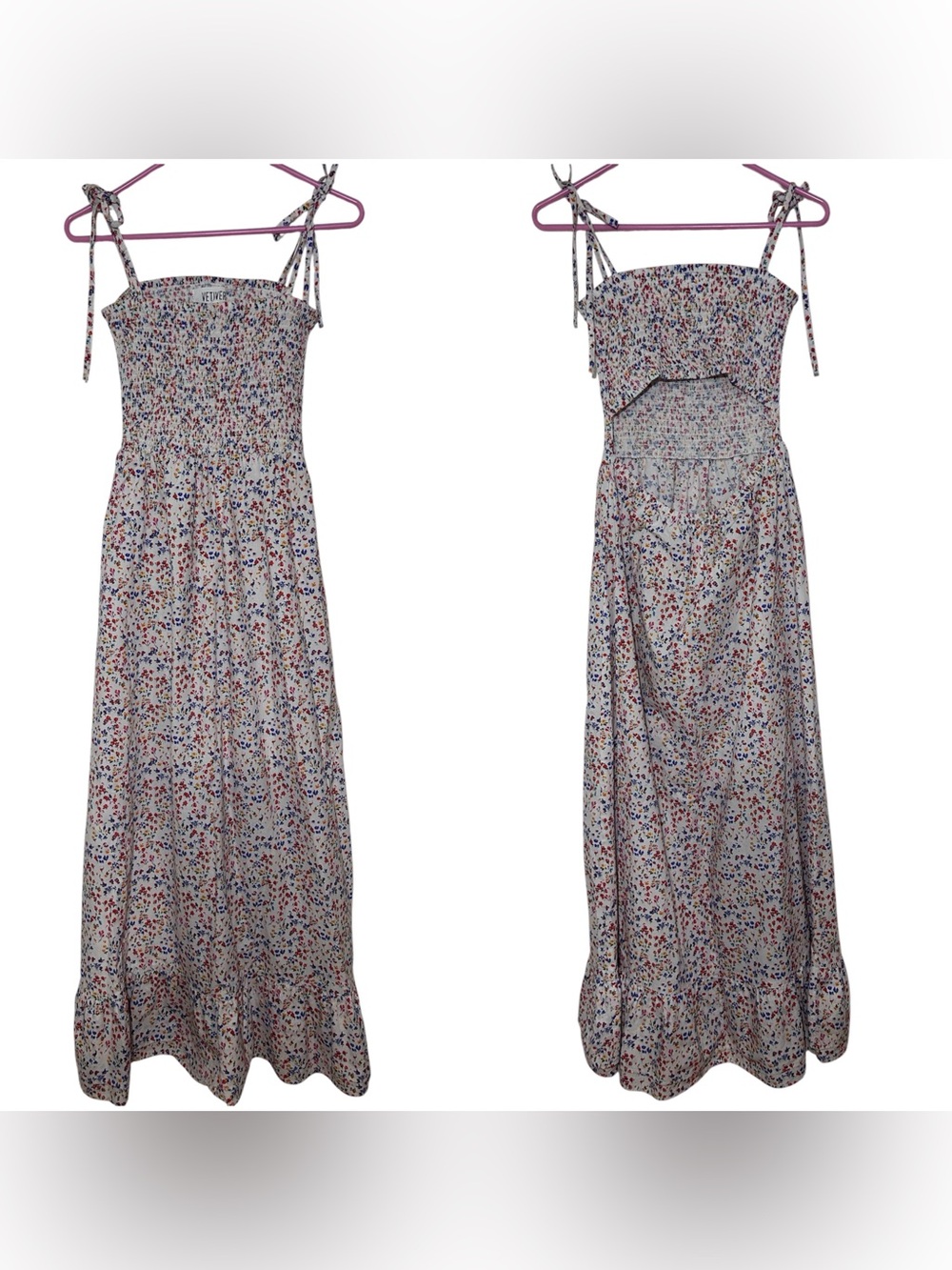 Vetiver Smocked Back Cutout Floral Print Maxi Dress Size 6
